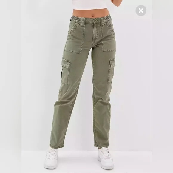 AEO Dark Olive Green Cargo Skinny Jeans 4 - Picture 1 of 13